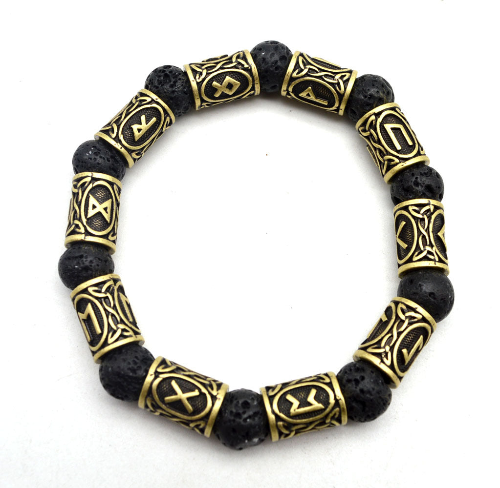 Volcanic Lava Stone Bracelet Viking Rune One Piece Dropshipping