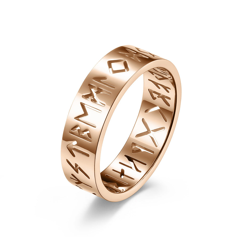 Nordic Rune Lettering Hollow Titanium Steel Ring