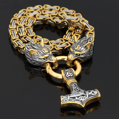 Celtic Wolf Thor's Hammer Necklace