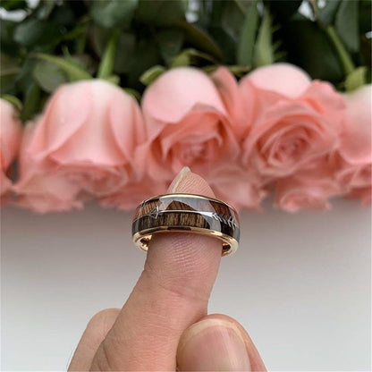 Rose Gold Arrow Head Wood Grain Ring