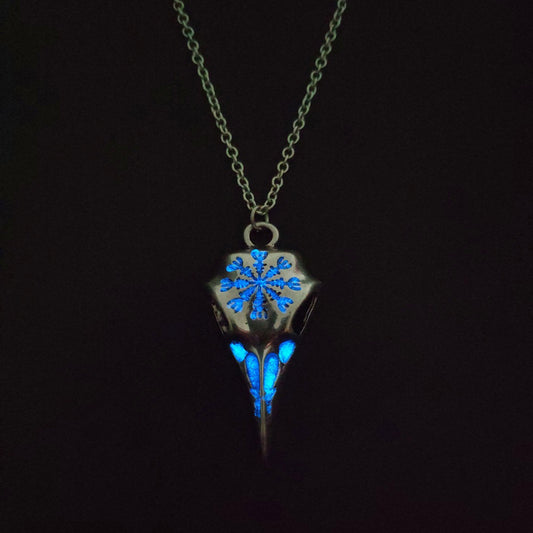 Viking Raven Skull Necklace -Luminous Glow