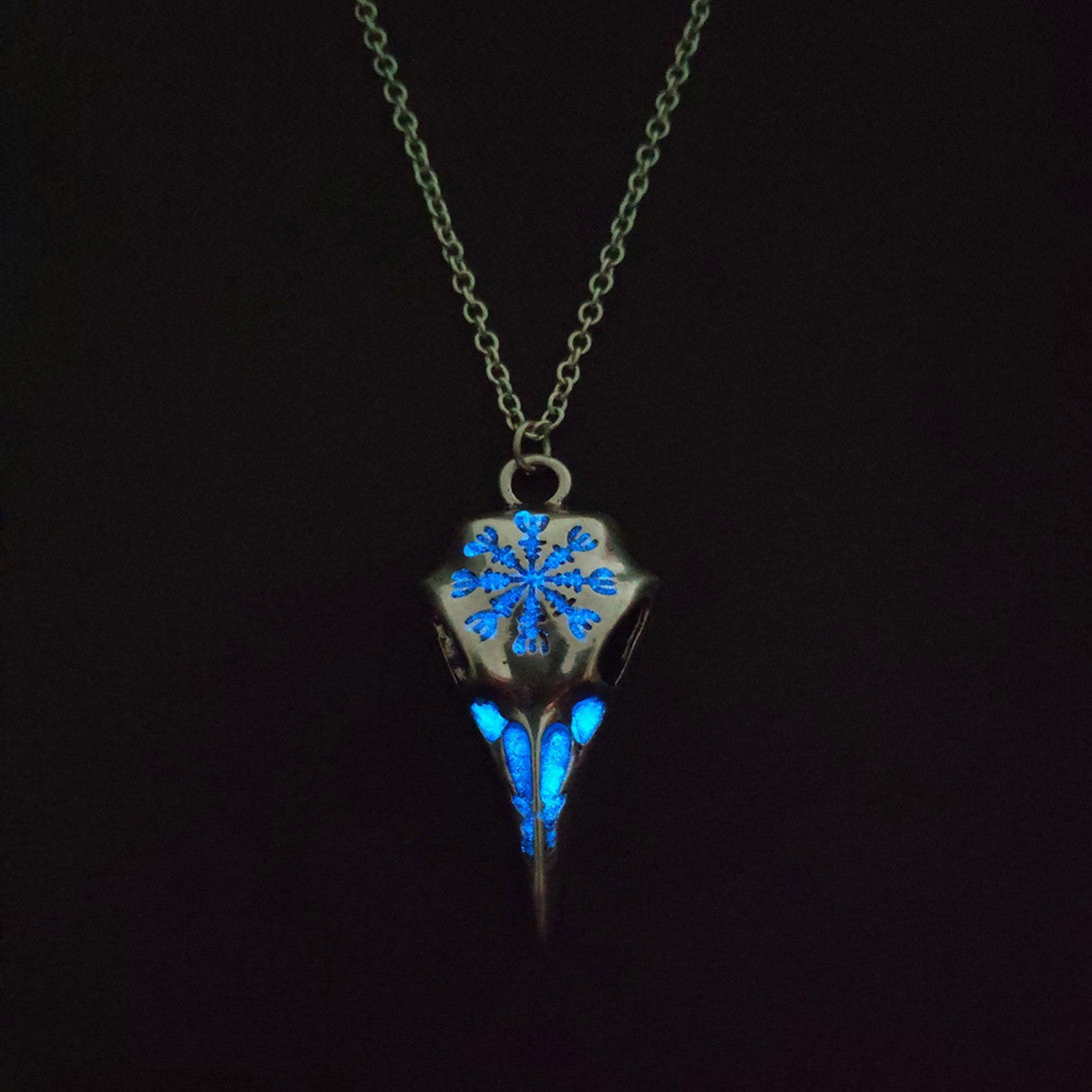 Viking Raven Skull Necklace -Luminous Glow