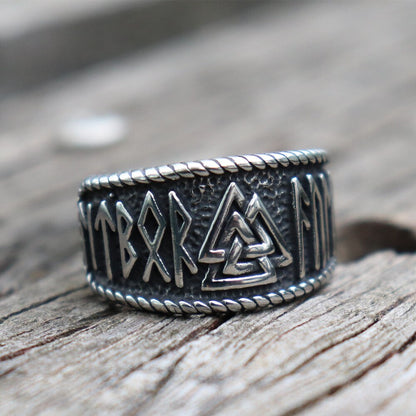 Men's Odin Ring with Engraved Runic Text