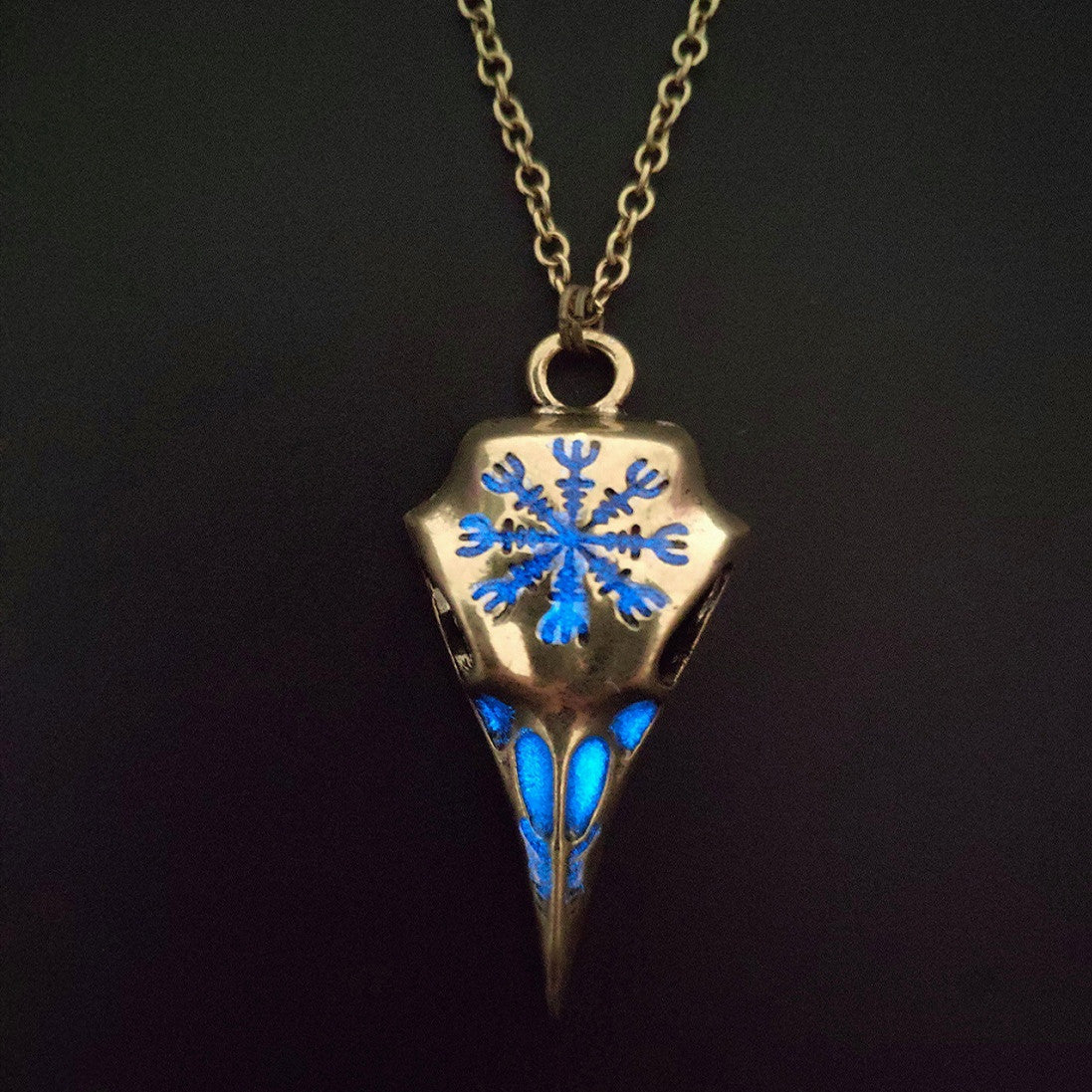 Viking Raven Skull Necklace -Luminous Glow