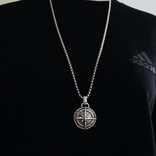 Nordic Viking Compass Stainless Steel Pendant Necklace