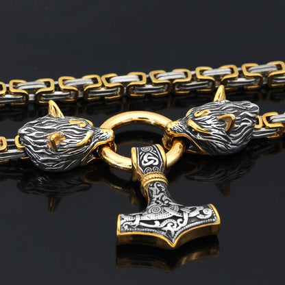 Celtic Wolf Thor's Hammer Necklace