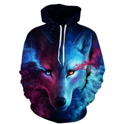 3D Wolf Print Zip Up/ Hoodies