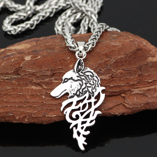 Nordic Protection Wolf Head Pendant Stainless Steel Alloy