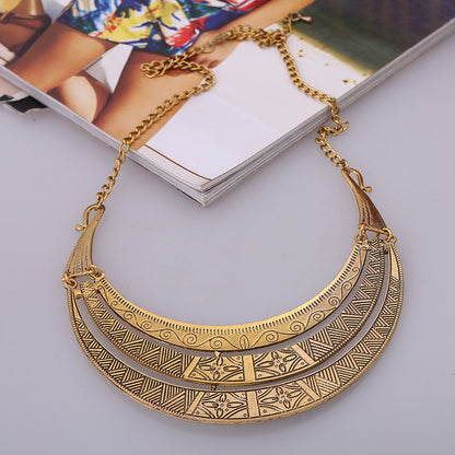 Vintage Brass Crescent Necklace