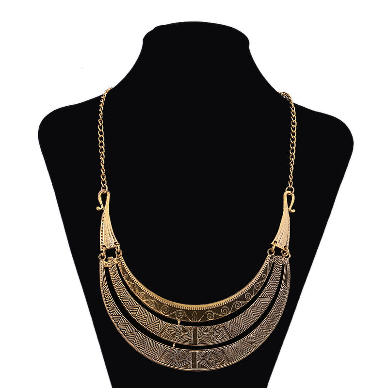 Vintage Brass Crescent Necklace