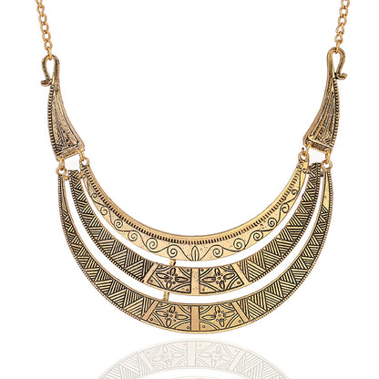 Vintage Brass Crescent Necklace