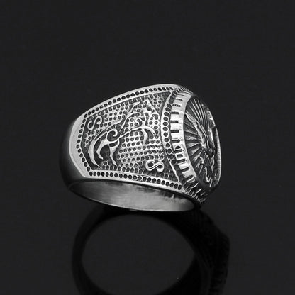 Norwegian Nordic Viking Odin Crow Ring