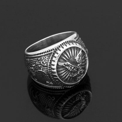 Norwegian Nordic Viking Odin Crow Ring