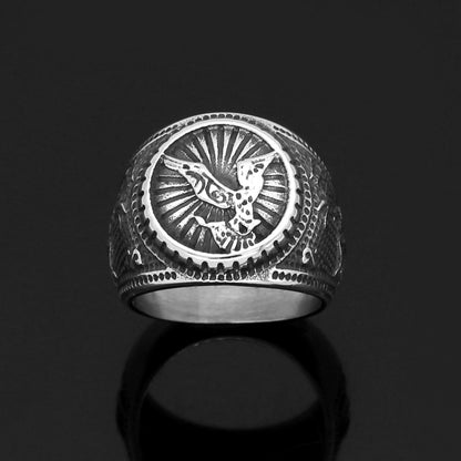 Norwegian Nordic Viking Odin Crow Ring