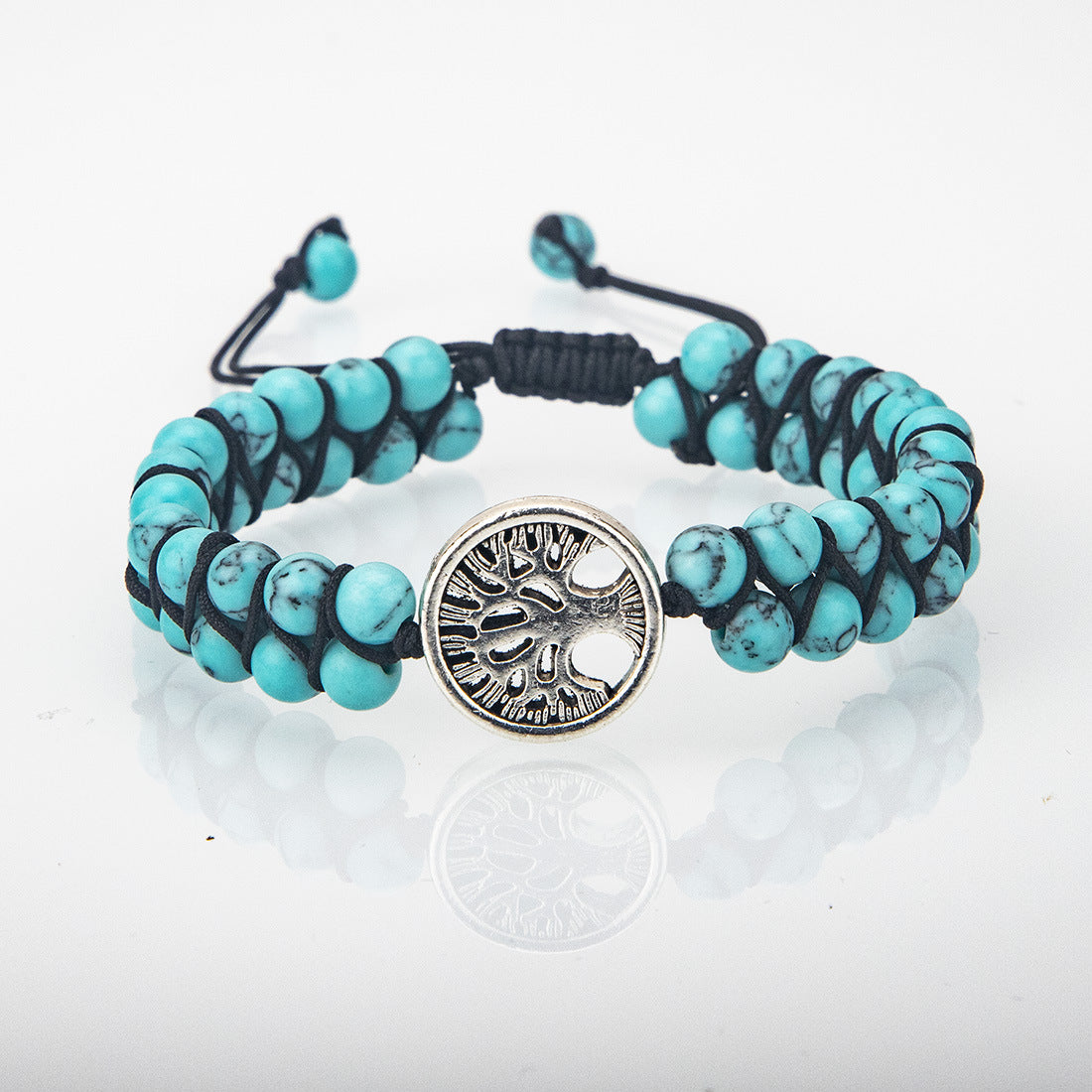 Turquoise Natural Stone Tree Of Life Handmade Beaded Meditation Bracelet