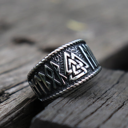 Men's Odin Ring with Engraved Runic Text