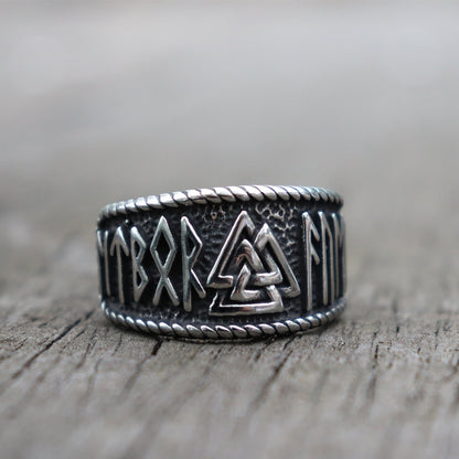 Men's Odin Ring with Engraved Runic Text