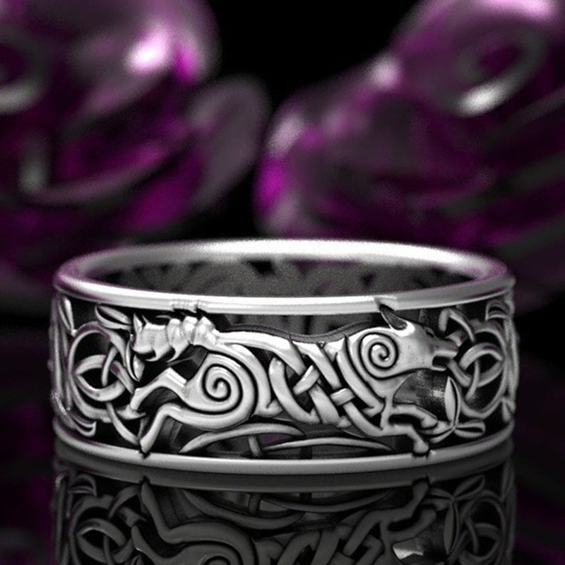 Viking Wolf Celtic Werewolf Men's Ring