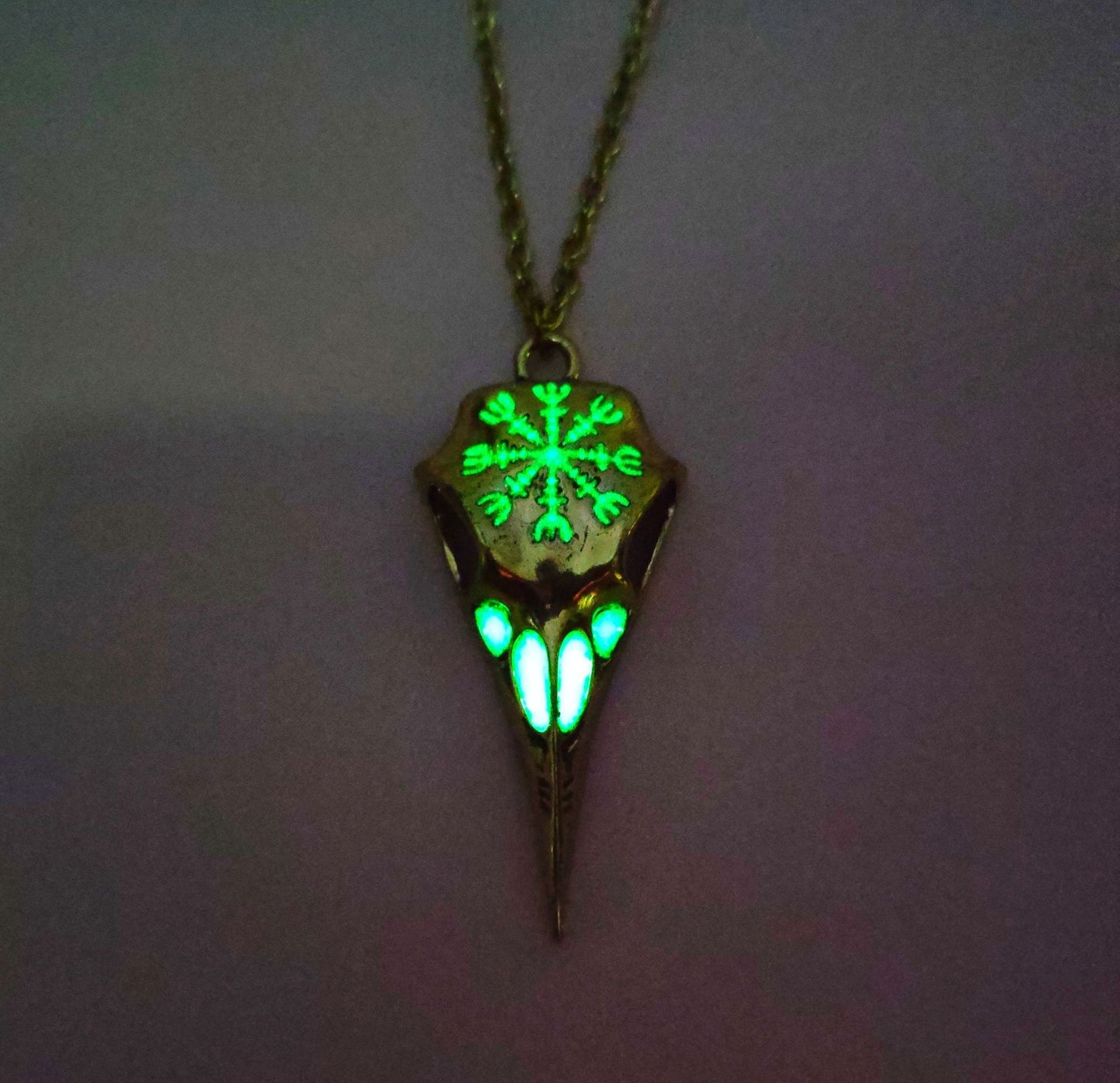 Viking Raven Skull Necklace -Luminous Glow