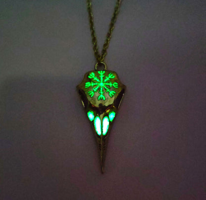 Viking Raven Skull Necklace -Luminous Glow