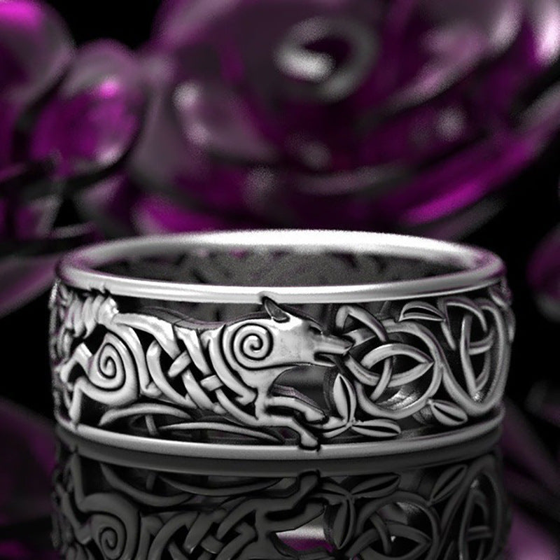 Viking Wolf Celtic Werewolf Men's Ring