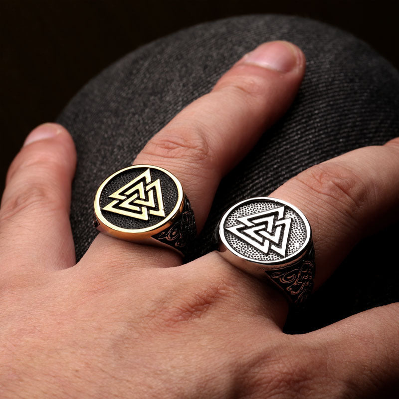 New Odin Triangle Titanium Rings/ Black/ Gold/ Stainless