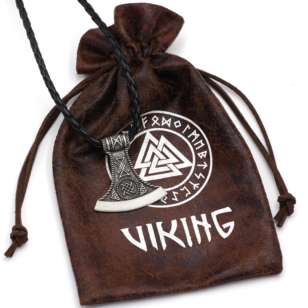 Nordic Viking Symbol Axe Pendant Necklace Men