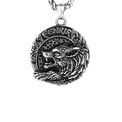 Viking Golden Wolf Fenrir Titanium Steel Pendant