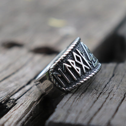 Men's Odin Ring with Engraved Runic Text