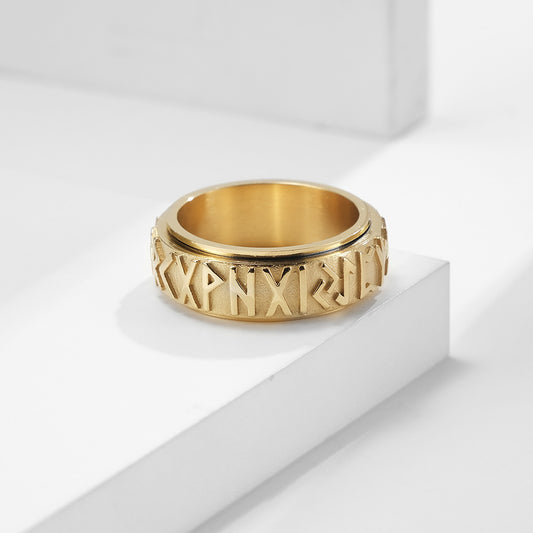 Viking Script Stainless Steel Swivel Ring