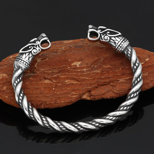 Viking Pirate Stainless Steel Double Head Bracelet