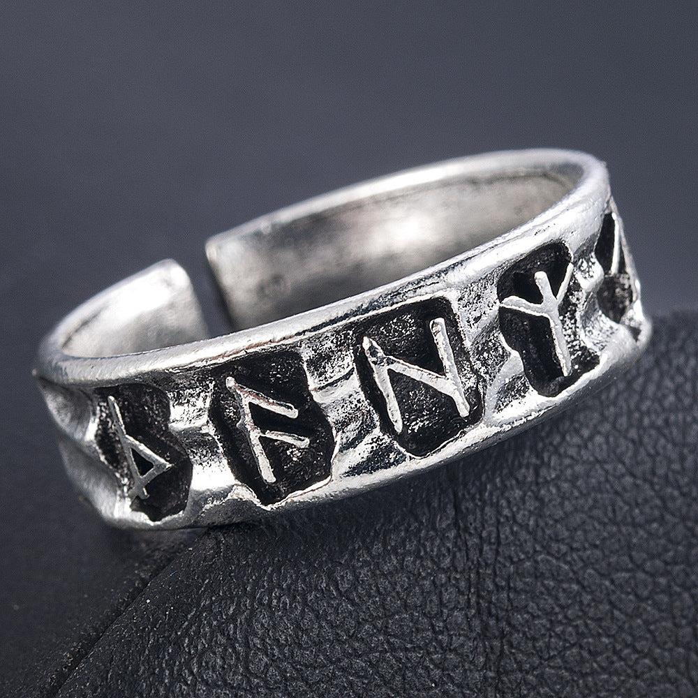 Alloy Rustic Rune Ring