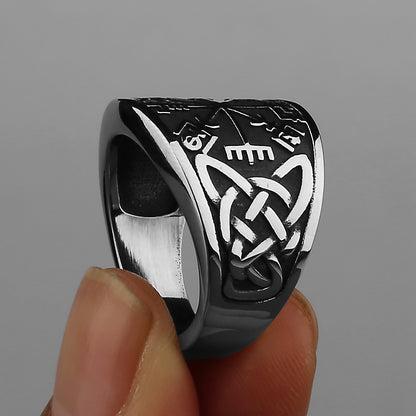 Men's Creative Viking Compass Rune Titanium Steel Ring