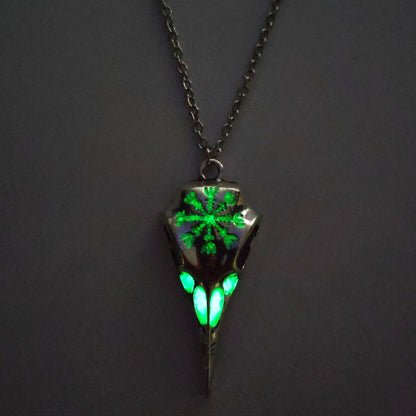 Viking Raven Skull Necklace -Luminous Glow