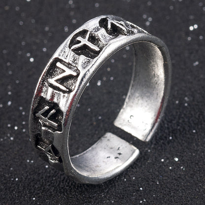 Alloy Rustic Rune Ring