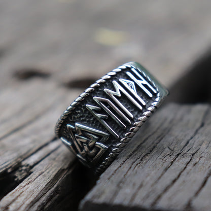 Men's Odin Ring with Engraved Runic Text