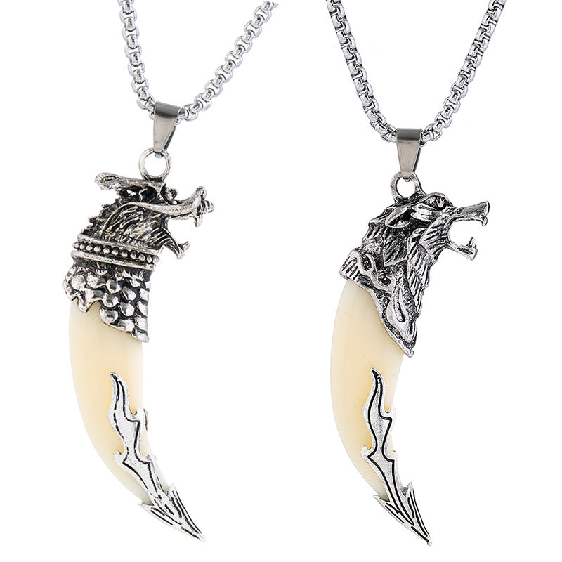 Personalized Men's Wolf Head Necklace Ethnic Style Jewelry