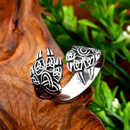 Viking Bear Claw Stainless Steel Ring