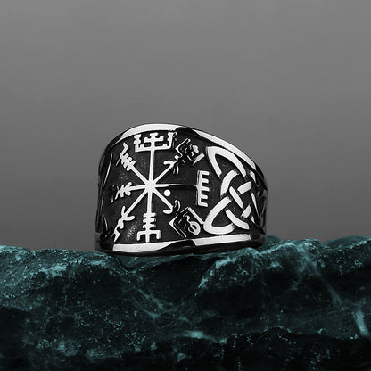 Men's Creative Viking Compass Rune Titanium Steel Ring