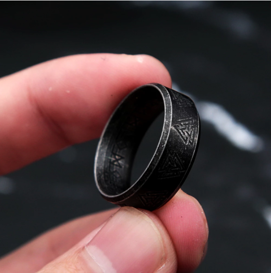 Men's Viking Odin Rune Simple Titanium Steel Ring