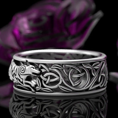 Viking Wolf Celtic Werewolf Men's Ring