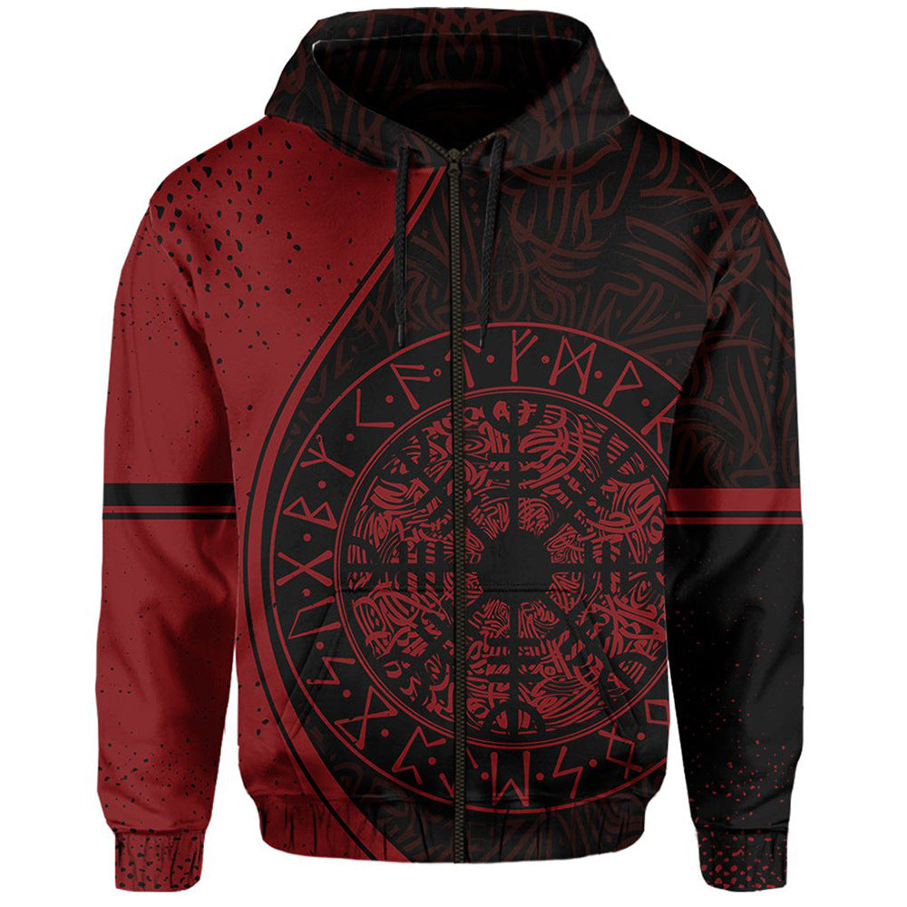 3D Warrior Series Printed Zip Hoodie Sweatshirts