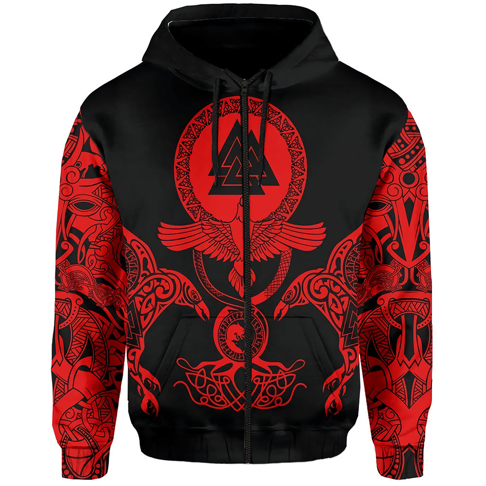 3D Warrior Series Printed Zip Hoodie Sweatshirts