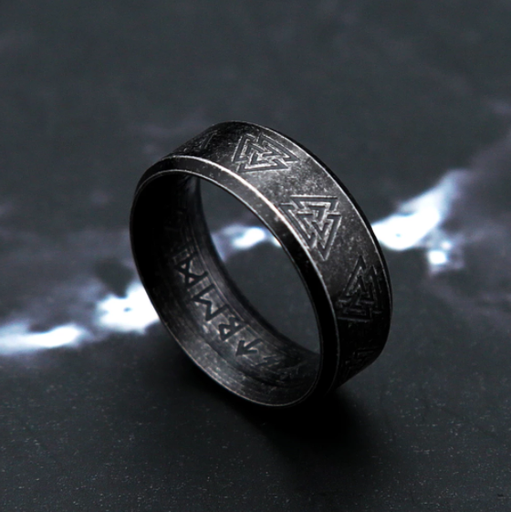 Men's Viking Odin Rune Simple Titanium Steel Ring