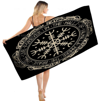 Runes And Dragon Norse Viking Shield Quick Drying Towel By Ho Me Lili