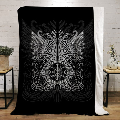 Viking Symbol Viking Bird Flannel Blanket