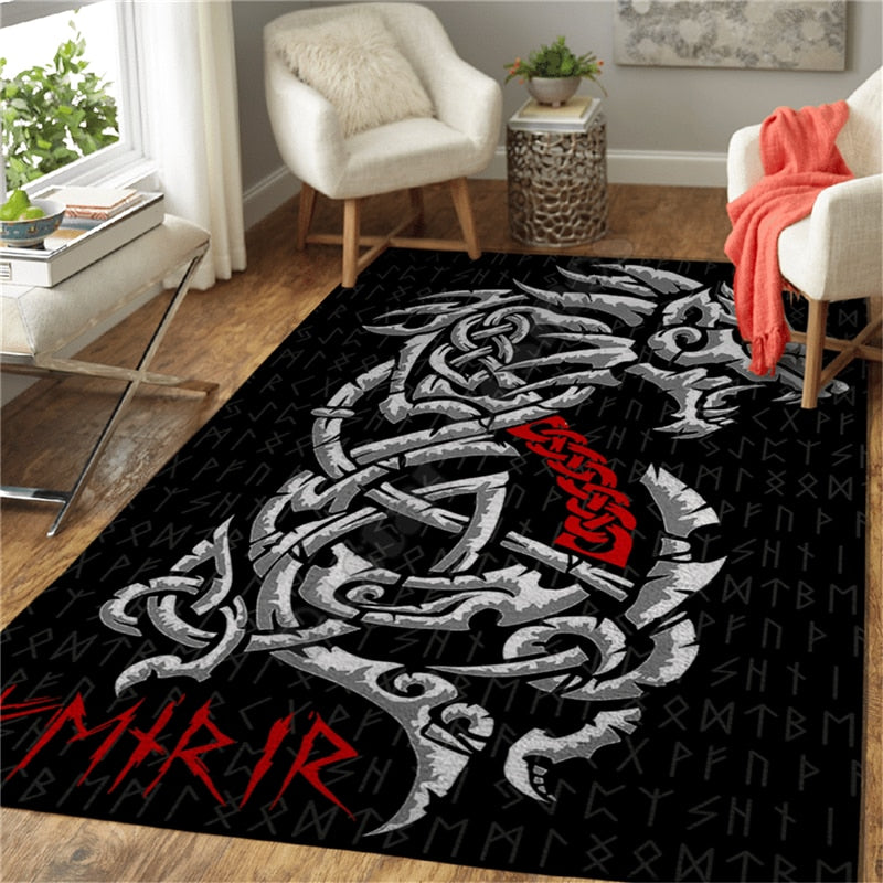 Viking Area Rugs Large 3D Print/ Fenrir/ Celtic Raven - Home Decor