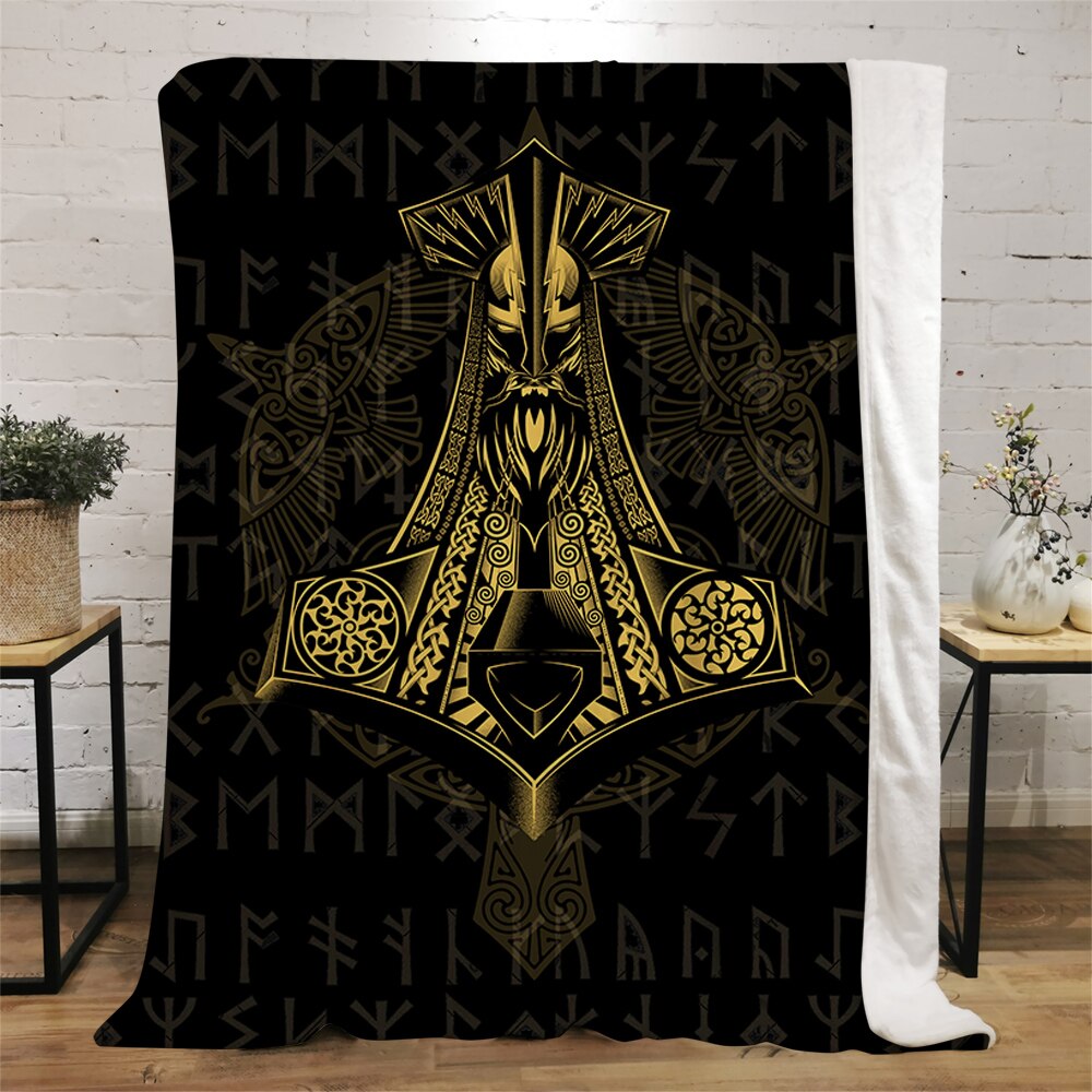 Viking Symbol Viking Bird Flannel Blanket