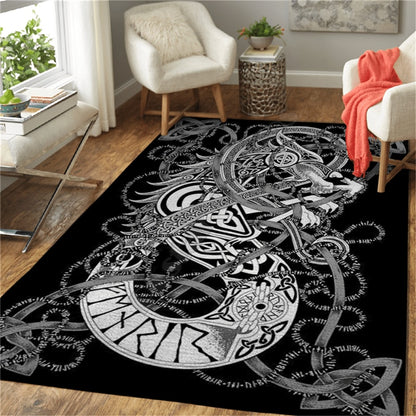 Turquoise Tree of Life 3D Printed Area Rug/ Spirit Of A Viking Heart Of A Wolf- Home Decor