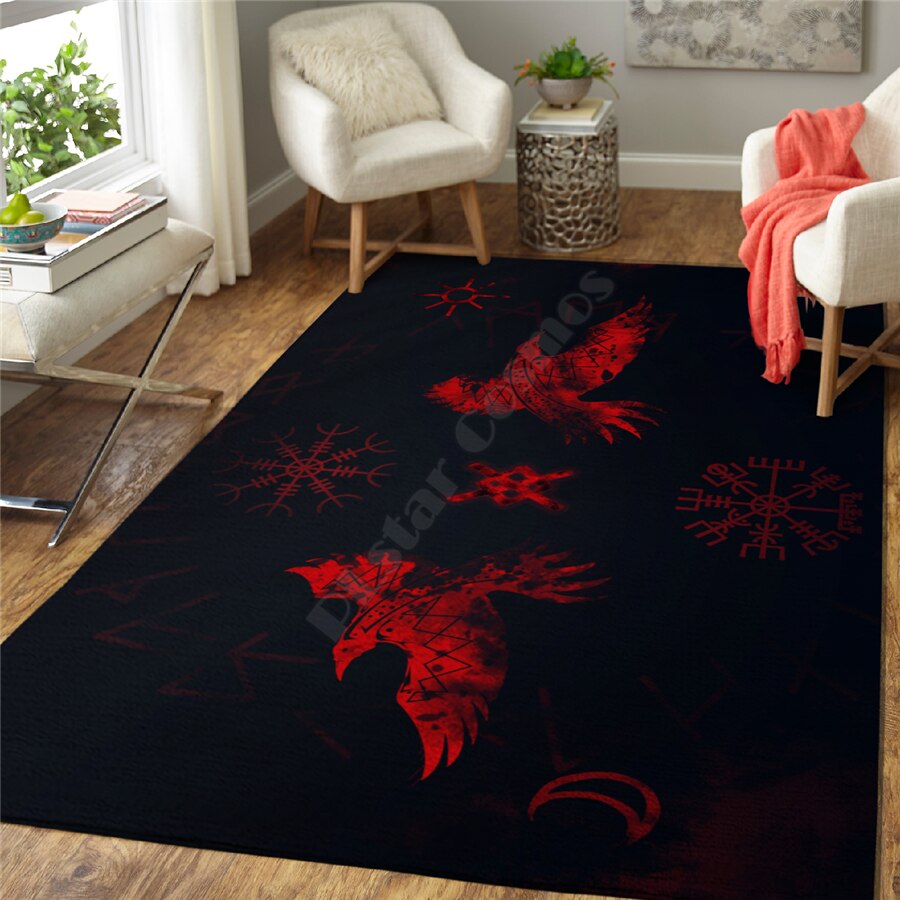 Celtic Norse 3D Non Slip Area Rug- Fenrir/Tree Of Life/Thors Hammer